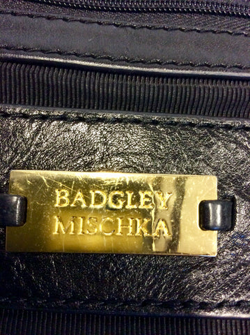 BADGLEY MISCHKA BLACK & GOLD TRIM LARGE SHOULDER BAG