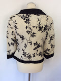 COUNTRY CASUALS BLACK & IVORY FLORAL PRINT SILK & LINEN JACKET SIZE 12