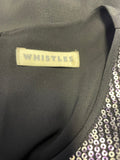 WHISTLES BLACK WITH PEWTER SEQUINS SHIFT DRESS SIZE 10