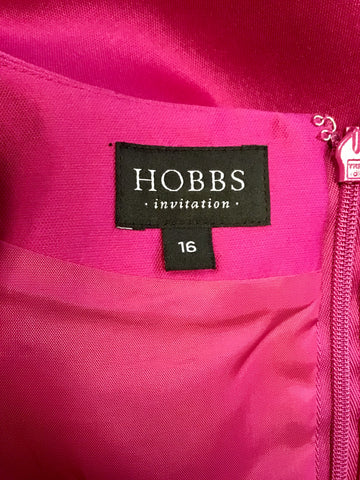 HOBBS INVITATION FUCHSIA PINK WOOL & SILK SPECIAL OCCASION DRESS SIZE 16