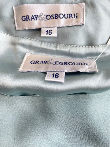 BRAND NEW GRAY & OSBORNE SAGE GREEN SEQUINNED JACKET , TOP & TROUSER SUIT SIZE 16