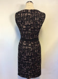 JIGSAW BLACK & TAUPE PRINT BELTED PENCIL SKIRT SIZE 8