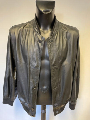 KAPRAUN BLACK LEATHER LIGHTWEIGHT BOMBER JACKET SIZE XL