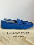 LAURENT EFFEL ST BARTH ROYAL BLUE MOLESKIN LEATHER FLAT LOAFERS SIZE 6/39