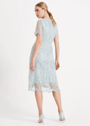 PHASE EIGHT MALIA PALE DUCK EGG LACE & SEQUIN SPECIAL OCCASION DRESS SIZE 10