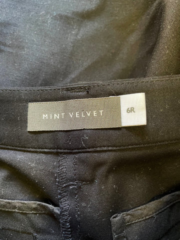 MINT VELVET BLACK  BUTTON TRIMMED TAPERED LEG CROPPED TROUSERS SIZE 6R