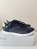 BRAND NEW GEOX NAVY BLUE & SILVER LEATHER TRAINERS SIZE 6/39