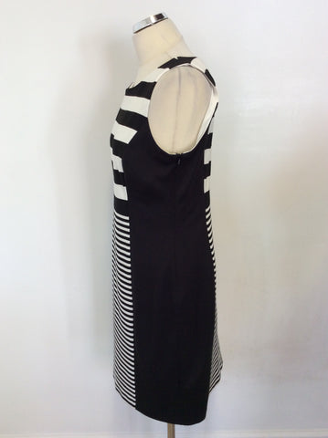 CHETTA B BLACK & WHITE STRIPE PENCIL DRESS SIZE UK 16