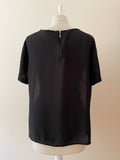 MINT VELVET BLACK & GREY SILK FRONT SHORT SLEEVE TOP SIZE 16