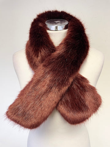 HELEN MOORE BURGUNDY FAUX FUR SCARF ONE SIZE