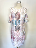 TED BAKER KRIMBA SEA OF CLOUDS COLD SHOULDER DRESS & MATCHING SILK WRAP SIZE 4 UK 14