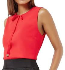 BRAND NEW TED BAKER NATALLE RED CHIFFON SLEEVELESS BOW TRIM TOP SIZE 2 UK 10