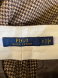 RALPH LAUREN POLO BROWN WOOL CHECK ANKLE GRAZER TROUSERS SIZE 2 UK 6/8