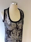 TWIN-SET SIMONI BARBIERI BLACK & SILVER SEQUINNED STRETCH MINI DRESS/ LONG TOP SIZE S