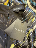 BRAND NEW JAEGER BLACK & MULTI COLOURED PRINT TIE BELT SLEEVELESS DRESS SIZE 16