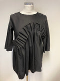 COS BLACK PLEATED FRONT 100% WOOL TOP SIZE 34 FIT UK 8/10