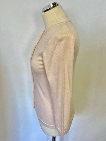 HOBBS PALE PINK SILK & COTTON 3/4 SLEEVE CARDIGAN SIZE 10