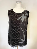 NITYA BLACK,BLUE & GREY PRINT LONG SKIRT & MATCHING SLEEVELESS TOP  SIZE 46 UK 18