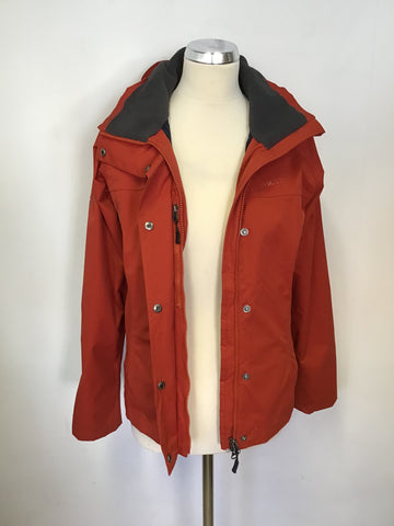 MUSTO BR1 DARK ORANGE CONCEALED HOOD ZIP UP JACKET SIZE 8