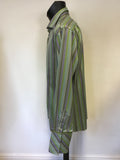 TED BAKER GREEN & PURPLE STRIPE COTTON SHIRT SIZE 17”