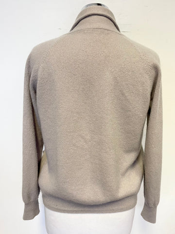 MARKS & SPENCER PUTTY 100% CASHMERE CARDIGAN SIZE 12