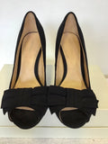 MONSOON BLACK SUEDE PEEPTOE BOW TRIM HEELS SIZE 4/37
