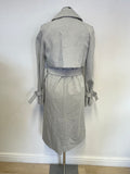 BRAND NEW WAREHOUSE LIGHT GREY UNLINED BELTED TRENCH COAT SIZE 6 WILL FIT LARGER
