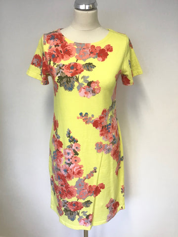 JOULES RIVIERA LEMON FLORAL PRINT COTTON SHORT SLEEVE DRESS SIZE 12