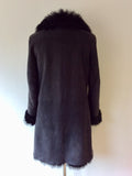 JOSEPH SLATE FUR LINED LAMBSKIN COAT SIZE 40 UK 12