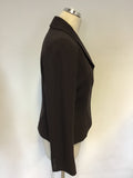 HOBBS DARK BROWN WOOL JACKET & TROUSER SUIT SIZE 12/14