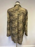 MASAI BLACK & CREAM PRINT LONG SLEEVE COLLARLESS SHIRT SIZE S