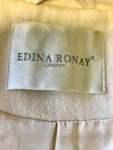 EDINA RONAY CREAM WOOL BLEND DOUBLE BREASTED COAT SIZE 12