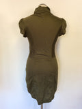 TED BAKER ARMY GREEN COTTON BUTTON FRONT DRESS SIZE 1 UK 8/10
