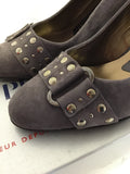 BRAND NEW PETER KAISER DARK GREY SUEDE STUDDED TRIM HEELS SIZE 4/37