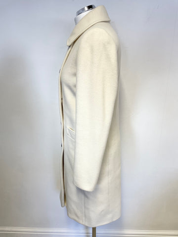 JAEGER WINTER WHITE DOUBLE BREASTED KNEE LENGTH COAT SIZE 10