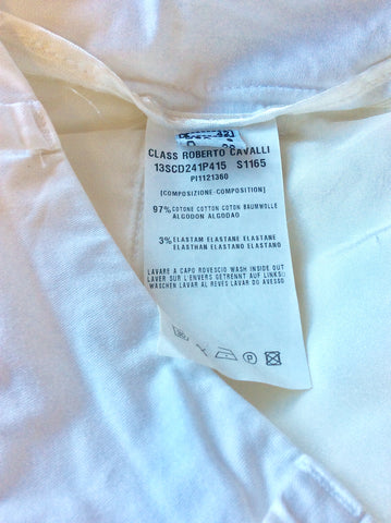 ROBERTO CAVALLI CLASS WHITE COTTON CAPRI TROUSERS SIZE 42 UK 12
