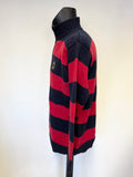 RALPH LAUREN NAVY & RED STRIPE ZIP NECK JUMPER SIZE L