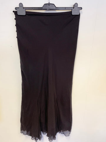 PHASE EIGHT BLACK 100% SILK BIAS CUT SKIRT SIZE 12