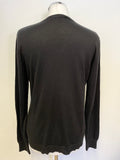 RALPH LAUREN BLACK COTTON V NECK CARDIGAN SIZE L