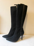 LK BENNETT BLACK SUEDE KNEE LENGTH BOOTS SIZE 5/38