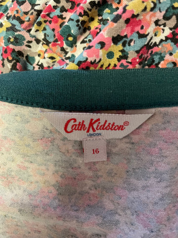 CATH KIDSTON MULTI COLOURED DITSY FLORAL PRINT 3/4 SLEEVE STRETCH JERSEY DRESS SIZE 16