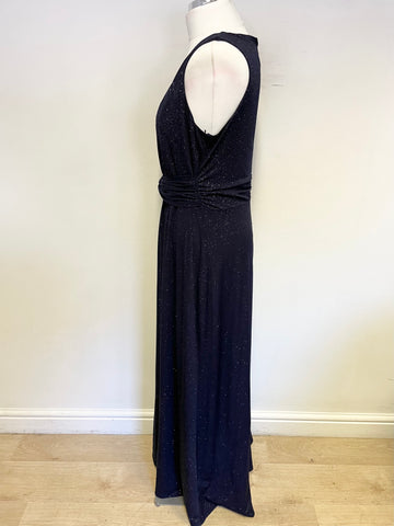 PHASE EIGHT MIDNIGHT BLUE SPARKLY SLEEVELESS LONG EVENING DRESS SIZE 14