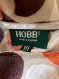 HOBBS BEIGE,BROWN,WHITE & ORANGE SPOT LINEN DRESS SIZE 10
