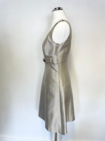 KAREN MILLEN SILVER GREY SILK BLEND SLEEVELESS EMPIRE LINE DRESS SIZE 10