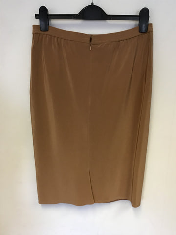 TOM BOWKER FOR COTERIE CAMEL & GOLD INLAY SPECIAL OCCASION SKIRT SUIT SIZE 12