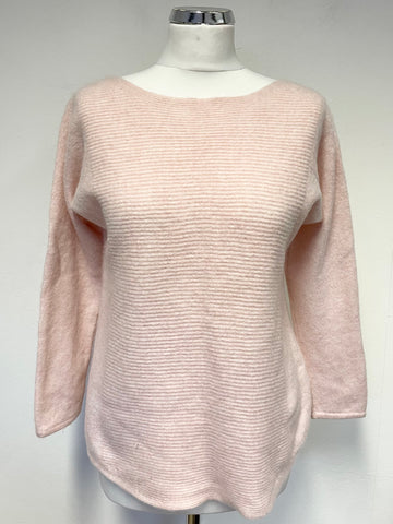PURE COLLECTION 100% CASHMERE BABY PINK 3/4 SLEEVE JUMPER SIZE 16