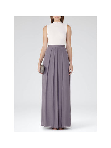 BRAND NEW REISS MANHATTAN GREY METALLIC MAXI SKIRT SIZE 10