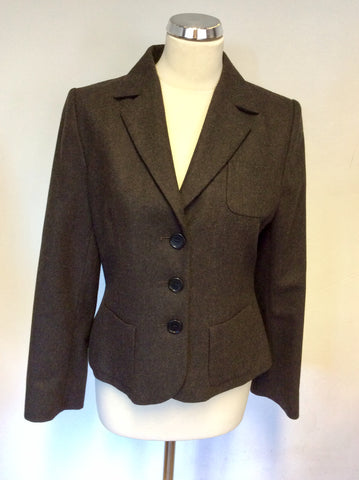 HOBBS DARK BROWN WOOL BLEND TROUSER SUIT SIZE 10/12