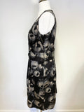 HOBBS BLACK & GREY FLORAL PRINT PENCIL DRESS SIZE 18