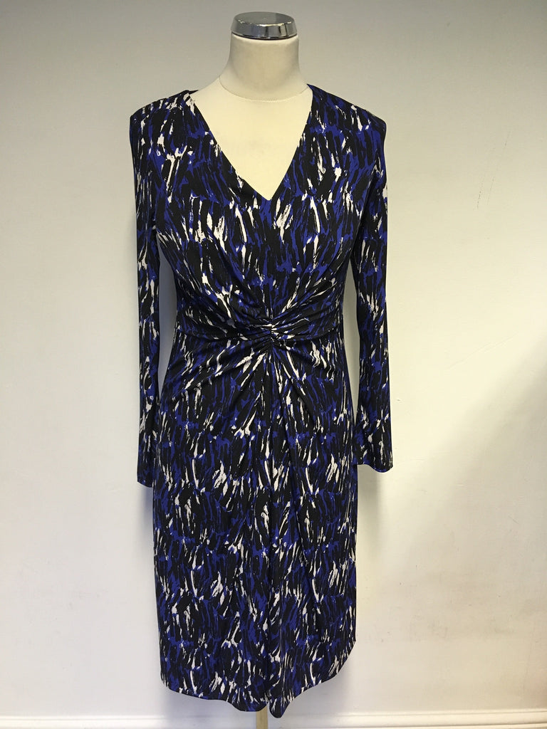 BRAND NEW BETTY JACKSON BLACK, BLUE,BLACK & WHITE PRINT LONG SLEEVE DR Whispers Dress Agency BRAND NEW BETTY JACKSON BLACK, BLUE,BLACK & WHITE PRINT LONG SLEEVE DR Whispers Dress Agency